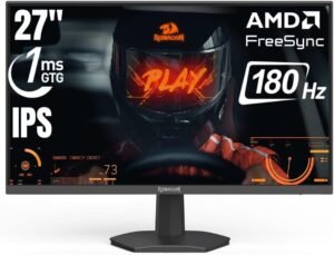 Redragon Azur GM27X5IPS 27-inch, FHD (1920 x 1080), 180Hz Refresh Rate, 1ms MPRT, IPS Panel Gaming Monitor with AMD FreeSync, Blur-Free Gaming with Vibrant Colors, Local Warranty