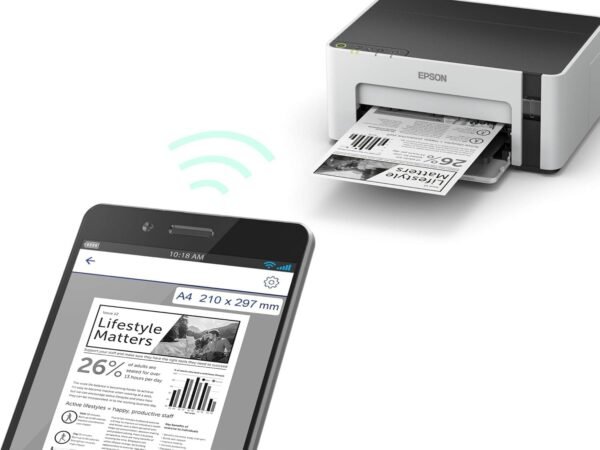 EPSON EcoTank M1120 A4 Monochrome printer, WiFi connected for fast and reliable document printing, white - Image 2