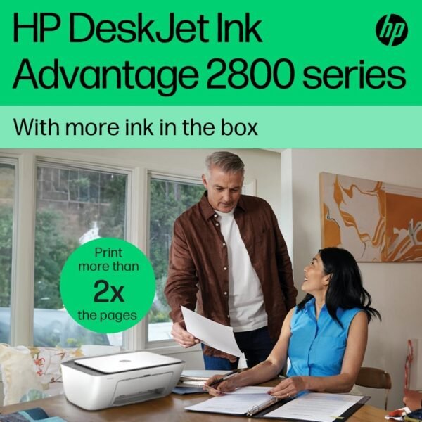 HP DeskJet Ink Advantage 2876 Wireless, Print, Scan, Copy, All-in-One Printer - Cement [6W7E6C] - White - Image 2