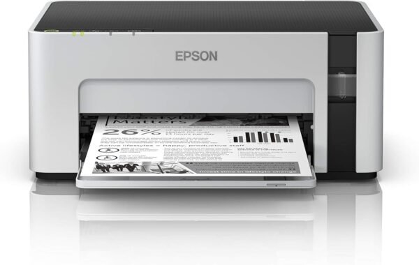 EPSON EcoTank M1120 A4 Monochrome printer, WiFi connected for fast and reliable document printing, white