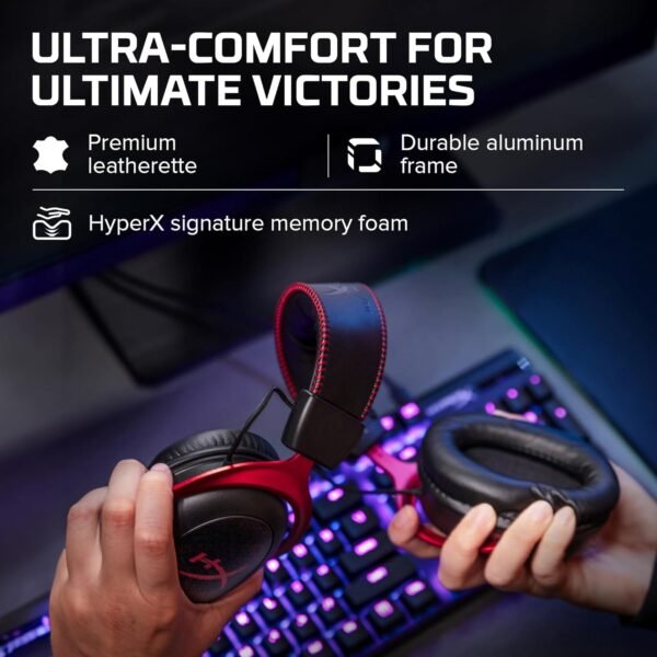 HyperX Cloud II Gaming Headset for PC & PS4 & Xbox One, Nintendo Switch, Red, Wired, One Size Headphones Headset - Image 6