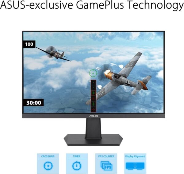 ASUS VA24EHF Eye Care Gaming Monitor – 24-inch (23.8-inch viewable), IPS, Full HD, Frameless, 100Hz, Adaptive-Sync, 1ms MPRT, HDMI, Low Blue Light, Flicker Free, Wall Mountable - Image 4