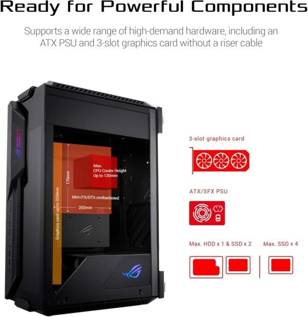 ASUS ROG Z11 Mini-ITX-DTX Gaming Case - Black - Image 4