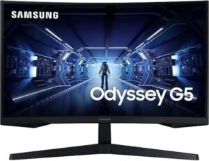 Samsung 27-Inch G55C Odyssey QHD 2K Curved Gaming Monitor, HRDR 10, VA Panel, 1ms MPRT, 165hz with Game Mode, Supports AMD FreeSync, HDMI and DisplayPort, 3 Years Local Warranty