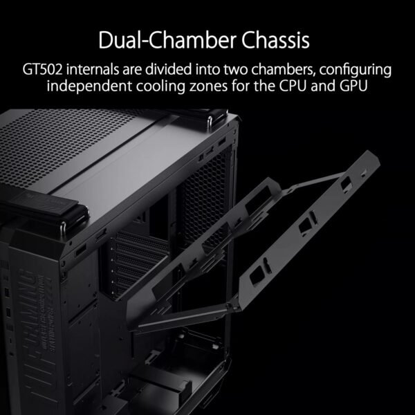 ASUS TUF Gaming GT502 PLUS ATX Mid Tower Gaming Case (dual chamber design, independent cooling zones for CPU & GPU, tool-free side panels, USB 32 Gen 2 Type-C Front Panel, four ARGB Case Fans) White - Image 2