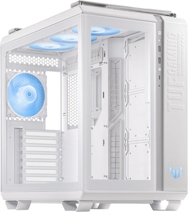 ASUS TUF Gaming GT502 PLUS ATX Mid Tower Gaming Case (dual chamber design, independent cooling zones for CPU & GPU, tool-free side panels, USB 32 Gen 2 Type-C Front Panel, four ARGB Case Fans) White