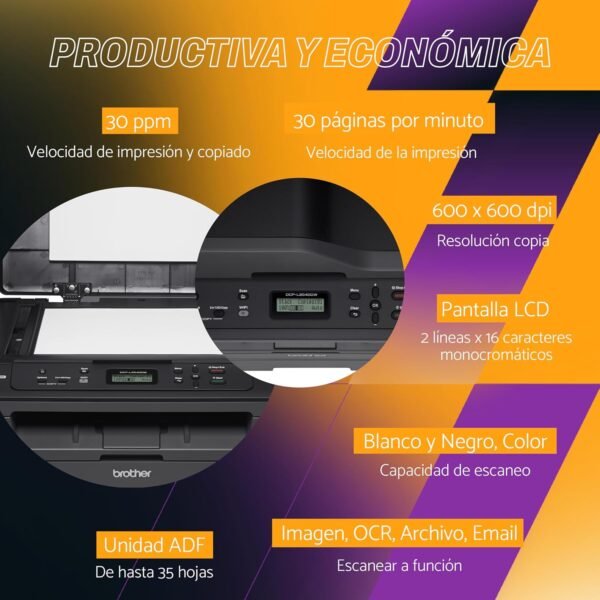 BROTHER Wireless All-in-1 Monochrome Laser Printer, DCP-L2540DW with Duplex & Mobile Printing - Black - Image 3