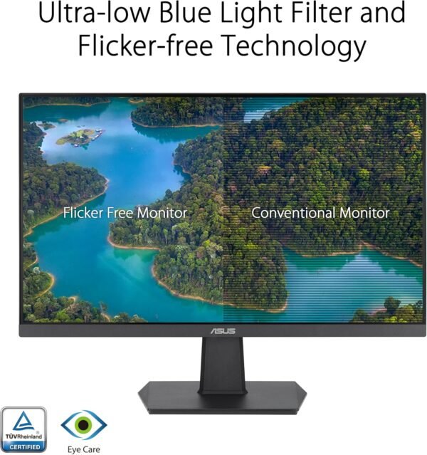 ASUS VA24EHF Eye Care Gaming Monitor – 24-inch (23.8-inch viewable), IPS, Full HD, Frameless, 100Hz, Adaptive-Sync, 1ms MPRT, HDMI, Low Blue Light, Flicker Free, Wall Mountable - Image 5