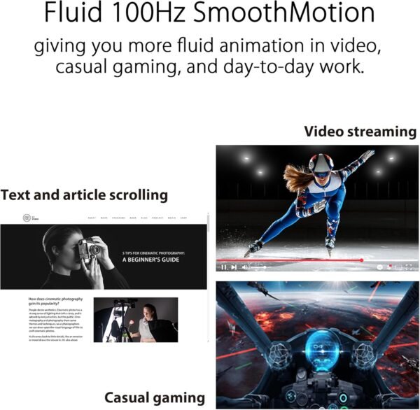 ASUS VA24EHF Eye Care Gaming Monitor – 24-inch (23.8-inch viewable), IPS, Full HD, Frameless, 100Hz, Adaptive-Sync, 1ms MPRT, HDMI, Low Blue Light, Flicker Free, Wall Mountable - Image 6