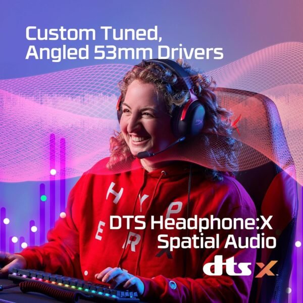 HyperX Cloud III – Wired Gaming Headset, PC, PS5, Xbox Series X|S, Angled 53mm Drivers, DTS, Memory Foam, Durable Frame, Ultra-Clear 10mm Mic, USB-C, USB-A, 3.5mm – Black/Red Headphones Headset - Image 6