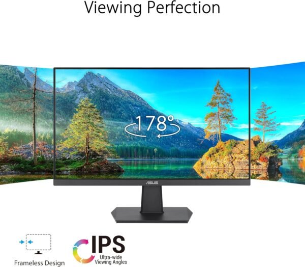 ASUS VA24EHF Eye Care Gaming Monitor – 24-inch (23.8-inch viewable), IPS, Full HD, Frameless, 100Hz, Adaptive-Sync, 1ms MPRT, HDMI, Low Blue Light, Flicker Free, Wall Mountable - Image 7