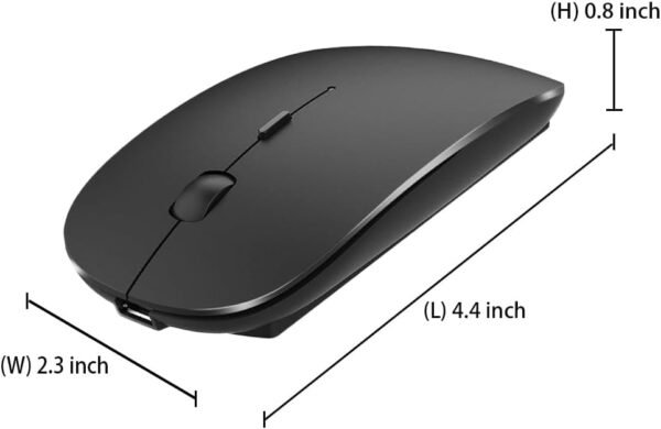KLO Rechargeable Bluetooth Mouse for MacBook/MacBook air/Pro/iPad, Wireless Mouse for Laptop/Notebook/pc/iPad/Chromebook (Black) - Image 4