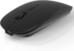 AE WISH ANEWISH Bluetooth Mouse for Laptop/iPad/iPhone/Mac(iOS 13.1.2 and Above)/Android PC,Wireless Mouse Slim USB Rechargable Quiet Mice Compatible with Windows/Linux/Notebook/Mac/MacBook Air,Black