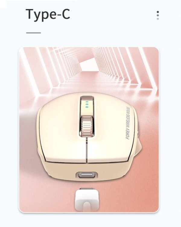 FV-985 Rechargeable Dual Mode Blutooth / 2.4G Wireless Mouse 10m ? Silent Clik ? 4 Buttons ? Power Indicator & Saving On/Off button ? 1600 DPI ? Lightweight ? For Office business | Beige - Image 2