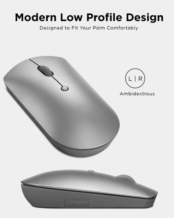 Lenovo 600 Bluetooth Silent Mouse, Blue Optical Sensor, Adjustable DPI, 4 Button, Microsoft Swift Pair, Windows, Chrome, GY50X88832, Gray - Image 2