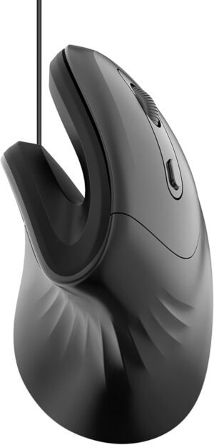 LIKE SHOW Wired Vertical Mouse, Ergonomic Mouse for Right-Handed Users, 800/1200/2400/3200 DPI PC Mouse Prevention Against Mouse Arm / Tennis Elbow (RSI Syndrome), Computer Mouse for Office/Home