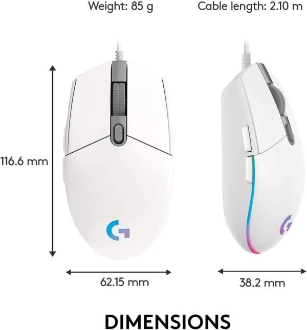 Logitech G102 LightSync RGB Gaming-Grade Sensor Computer Gaming Mouse White
Brand: Logitech
4.0 4.0 out of 5 stars    19 ratings | Search this pag - Image 3