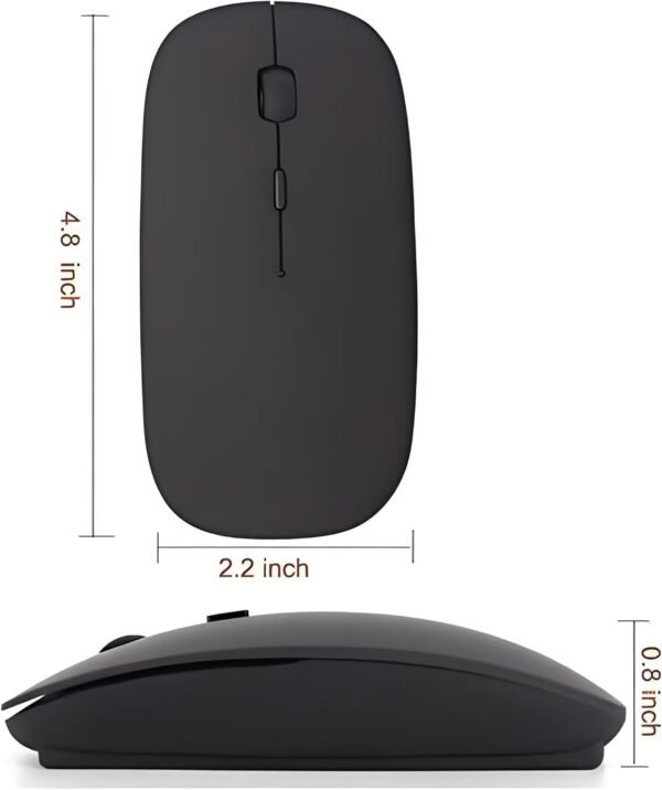 Generic Rechargeable Wireless Silent Click Mouse for MacBook Pro, Air, Laptop, PC, iPad Pro, Computer, Smart Al - USB-C, Black - Image 2