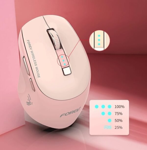 FV-985 Rechargeable Dual Mode Blutooth / 2.4G Wireless Mouse 10m ? Silent Clik ? 4 Buttons ? Power Indicator & Saving On/Off button ? 1600 DPI ? Lightweight ? For Office business | Beige - Image 3
