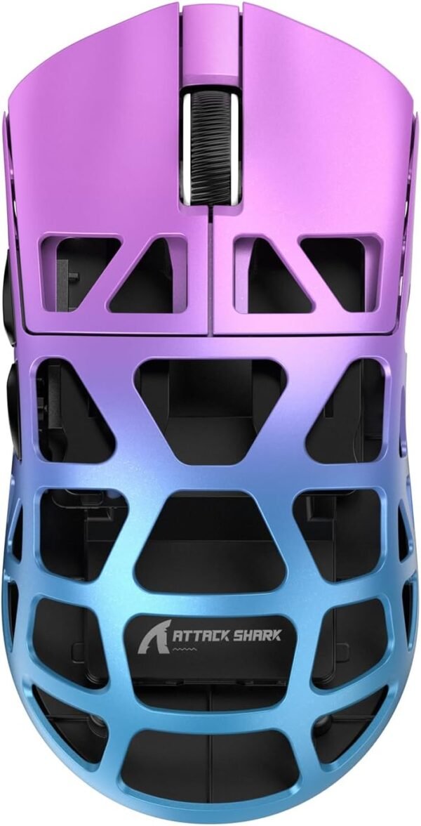R3 46g Superlight Magnesium Alloy Wireless Gaming Mouse, BT/2.4Ghz/Wired Computer Mouse, 8000Hz Wireless Polling Rate, PAW3395 26K DPI Sensor, Programmable Mice, PC/Laptop/Mac (Purple&Blue)