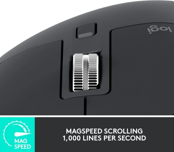 Logitech MX Master 3S - Wireless Performance Mouse with Ultra-Fast Scrolling, Ergo, 8K DPI, Track on Glass, Quiet Clicks, USB-C, Bluetooth, Windows, Linux, Chrome-Graphite - Image 3