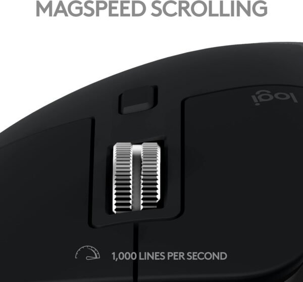 Logitech MX Master 3S for Mac - Wireless Bluetooth Mouse with Ultra-Fast Scrolling, Ergo, 8K DPI, Quiet Clicks, Track on Glass, Customization, USB-C, Apple, iPad - Space Grey - Image 3