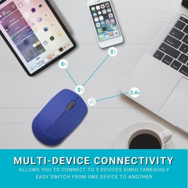 Rapoo M100 Silent Multi-Mode Wireless Mouse (Blue) -Works with Mac - Image 2
