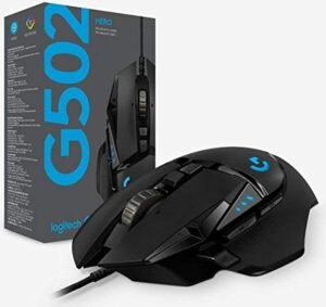 Logitech G502 HERO High Performance Wired Gaming Mouse, HERO 25K Sensor, 16000 DPI, RGB, Adjustable Weights, 11 Programmable Buttons, On-Board Memory, PC/Mac - Black