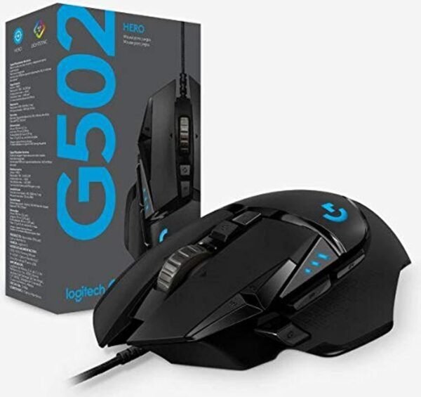 Logitech G502 HERO High Performance Wired Gaming Mouse, HERO 25K Sensor, 16000 DPI, RGB, Adjustable Weights, 11 Programmable Buttons, On-Board Memory, PC/Mac - Black