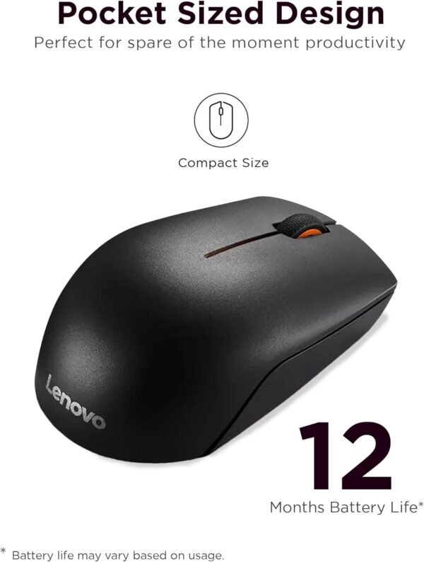 Lenovo 300 Wireless Compact Mouse, Black" ) - Image 2