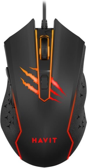 HAVIT GAMENOTE MS1027 Rainbow LED Gaming Mouse - 6 Buttons, 2400 dpi - 2725605868814