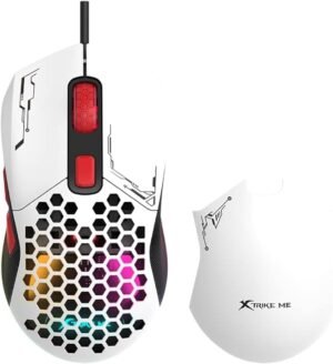XTRIKE ME GM316W RGB Gaming Mouse - Optical Sensor 7,200 DPI - Detachable Top Covers - Lightweight Only 67G (White)
