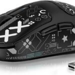 MANBASNAKE Wireless Gaming Mouse + Griptape, 49g Triple Mode Ergonomic Computer Mouse, PAW3395 26K DPI Sensor, 200h Battery Life, Programmable Buttons, Gaming Accessories for PC/Laptop/Mac - Black