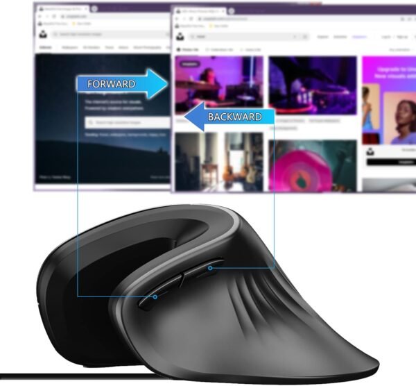 LIKE SHOW Wired Vertical Mouse, Ergonomic Mouse for Right-Handed Users, 800/1200/2400/3200 DPI PC Mouse Prevention Against Mouse Arm / Tennis Elbow (RSI Syndrome), Computer Mouse for Office/Home - Image 3