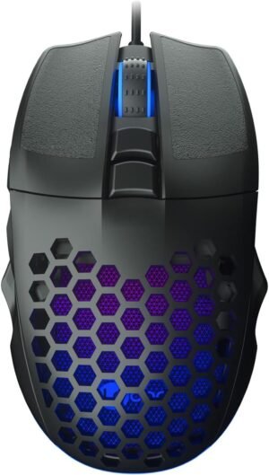 lecoo MS107 Wired RGB LED Illuminated 103g Weight Anti-Sweat Material Perforated Design Optical Sensor 3200DPI 7-Button Gaming Mouse Black