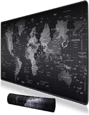 WESAPPINC World Map Gaming Mouse Pad with Stitched Edges Non-Slip Rubber Base Extended XXL Mousepad for Computer PC Keyboard Laptop -  Black