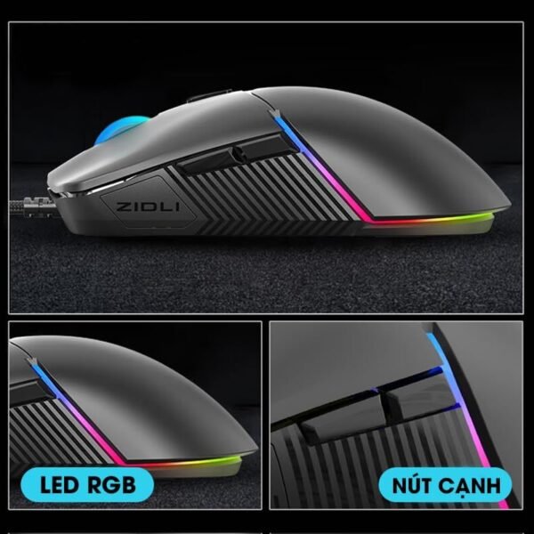ZIDLI M80 Gaming Mouse Ergonomic ? RGB Backlight ? 8800 DPI ? 6 Buttons ? 3 million click life time ? Weigh 69g | Black - Image 2