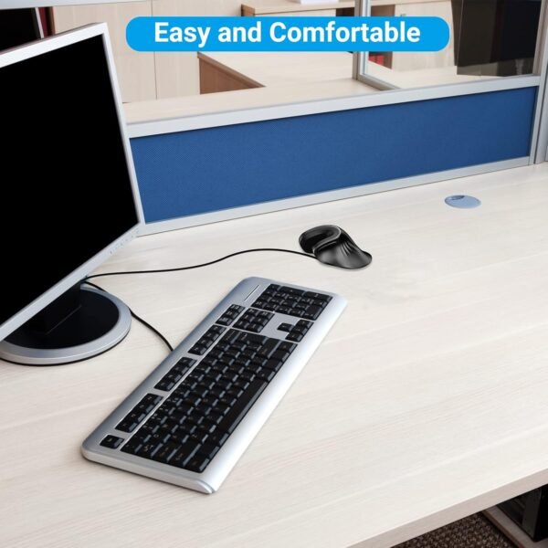 LIKE SHOW Wired Vertical Mouse, Ergonomic Mouse for Right-Handed Users, 800/1200/2400/3200 DPI PC Mouse Prevention Against Mouse Arm / Tennis Elbow (RSI Syndrome), Computer Mouse for Office/Home - Image 2