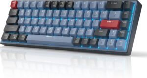 MageGee 60% Mechanical Gaming Keyboard, 68 Keys Compact Blue LED Backlit Gaming Keyboard, SKY68 Wired Ergonomic Mini Office Keyboard for Windows PC Gamer (Brown Switch, Black & Blue)